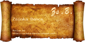 Zsinka Bence névjegykártya
